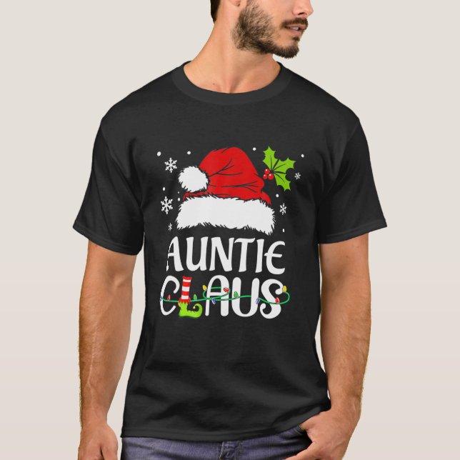 Auntie Claus Christmas Pajama Familie Matching Xma T-Shirt (Vorderseite)