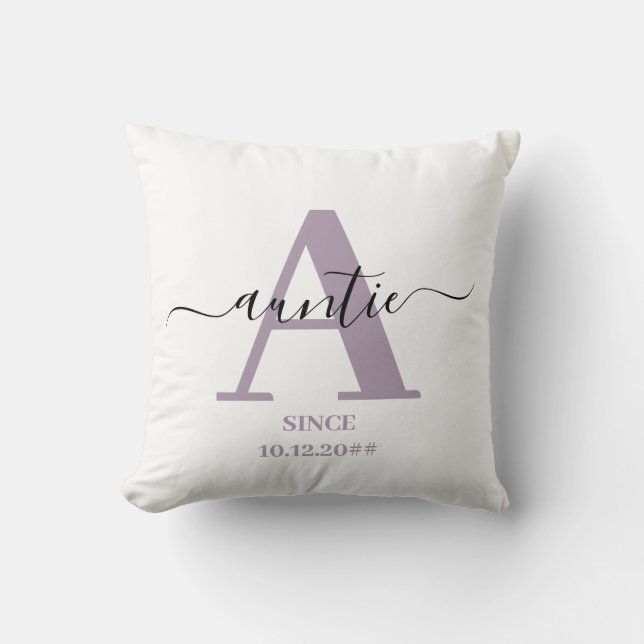 Auntie Elegant Script Monogram Kissen (Vorderseite)