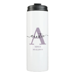 Auntie Elegant Script Monogram Thermosbecher