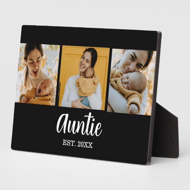 Auntie Established Modern Script Black 3 Photo Fotoplatte (Seite)
