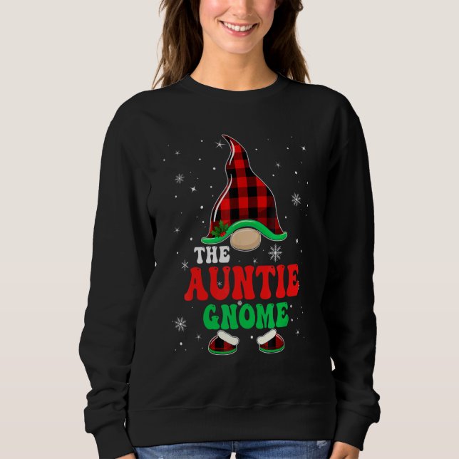 Auntie Gnome Buffalo Plaid Matching Family Christm Sweatshirt (Vorderseite)