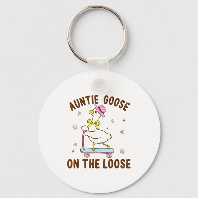 Auntie Goose On The Loose Funny Birthday Matching  Schlüsselanhänger (Vorderseite)