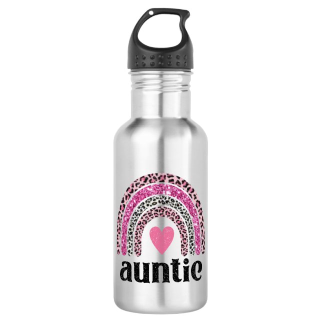 Auntie Leopard Rainbow Edelstahlflasche (Vorderseite)