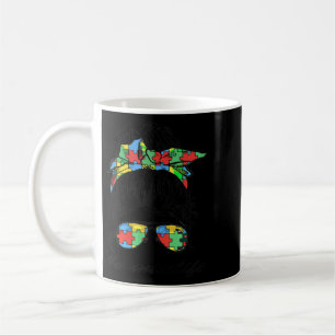 Auntie Life Autismus Bewusstsein Messy Bun Girl Mu Kaffeetasse