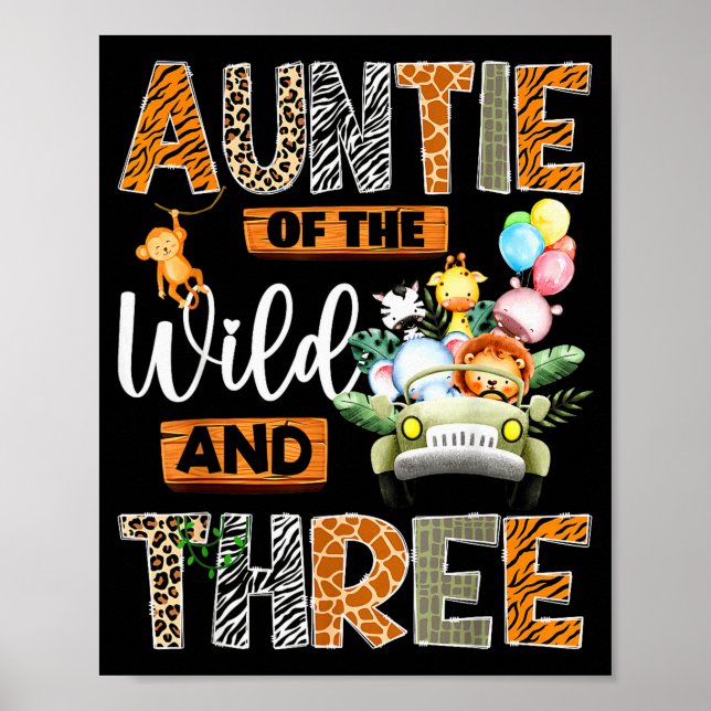 Auntie Of The Wild And Three 3rd Birthday Boy Safa Poster (Vorne)