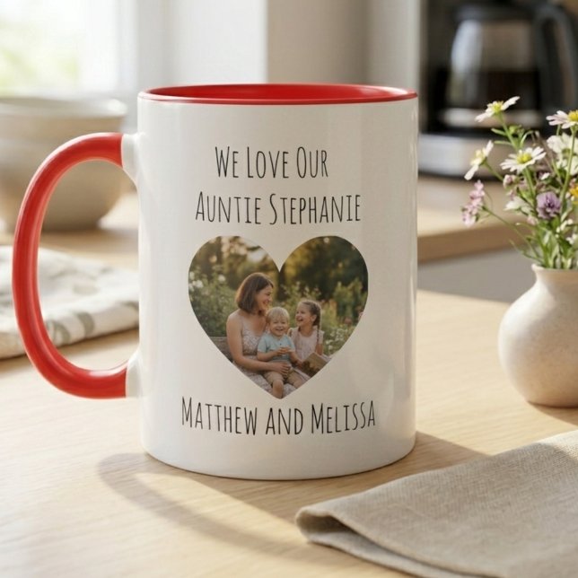 Auntie Photo Heart  Tasse (Heart photo personalized coffee mug for aunt)