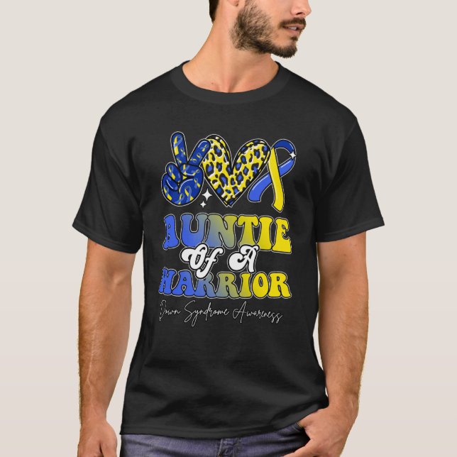 Auntie Warrior Down Syndrome Awareness Family T-Shirt (Vorderseite)