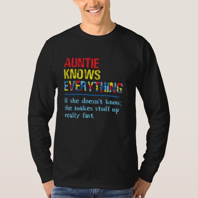 Auntie weiß alles Puzzle Autismus Bewusstsein T-Shirt (Vorderseite)