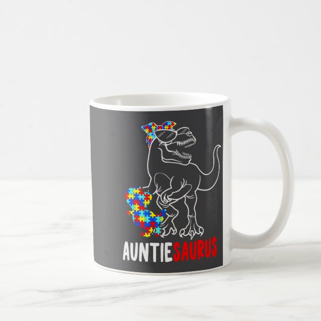 Auntiesaurus T Rex Dinosaur Autism Awareness Aunti Kaffeetasse (Rechts)