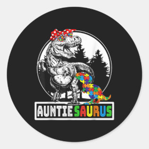 Auntiesaurus T Rex Dinosaurier Auntie Saurus Autis Runder Aufkleber