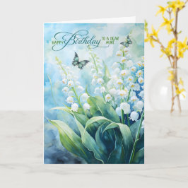 Aunt's Birthday Lily of the Valley with Butterfly Karte