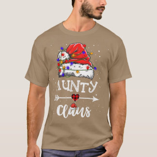 Aunty Claus Christmas Light Pajama Familie Matchin T-Shirt
