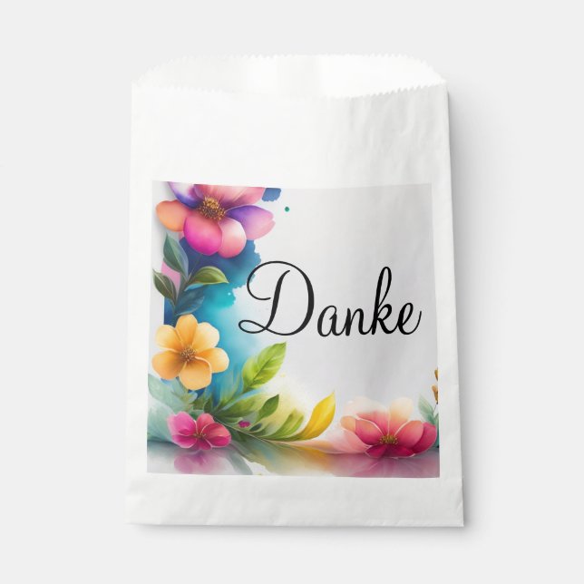 Auqarell Blumen bunt Geschenktütchen (Vorderseite)