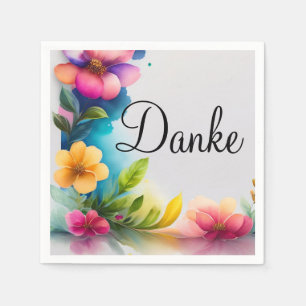 Auqarell Blumen bunt Serviette