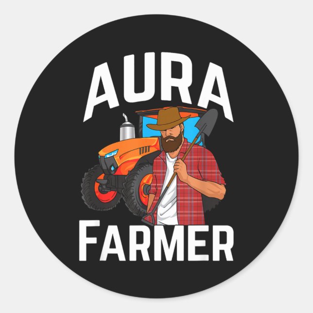 Aura-Bauer Lustiges Meme  Runder Aufkleber (Vorderseite)