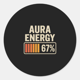 Aura Energie 67 Meme Lustig Gen Alpha Slang Retro Runder Aufkleber
