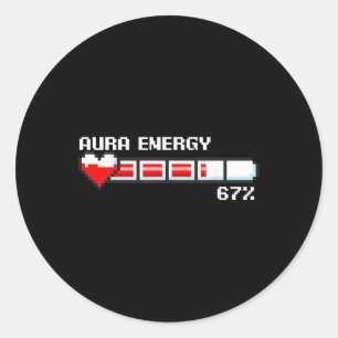 Aura Energie 67 Prozent Meme Gamer Retro Videospie Runder Aufkleber