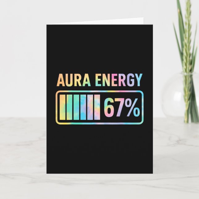 Aura Energy 67 Funny Six Seven Meme Gen Alpha Slan Karte (Vorderseite)