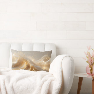 Aura of Gold – Elegant White & Gold Abstract Throw Lendenkissen