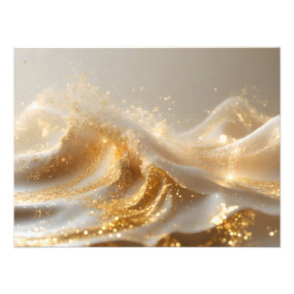 Aura of Gold – Elegant White & Gold Abstract Wall Fotodruck