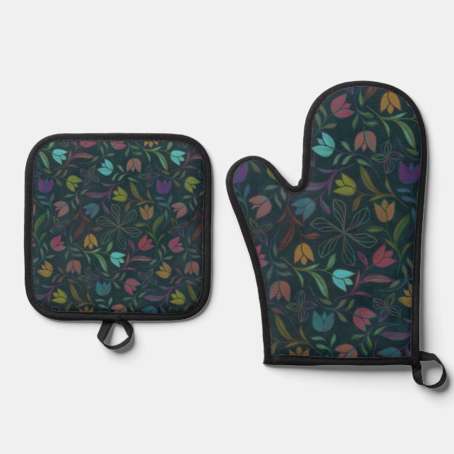Aurapetal Oriole Ofenhandschuh & Topflappen-Set (Vorderseite)