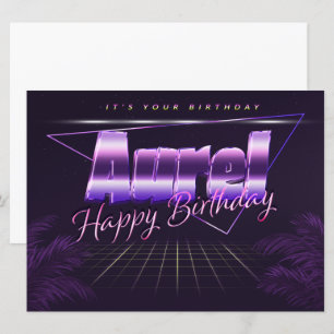 Aurel Name Vorname lila retro Karte Geburtstag