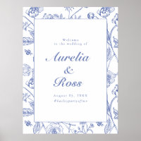 AURELIA Chinoiserie Blaue Viktorianische Blumenhoc