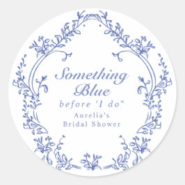 AURELIA Chinoiserie Etwas Blaues Brautparty Runder Aufkleber
