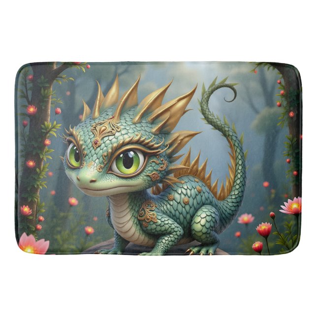 Auren – Kleiner Smaragd-Walddrache  Badematte (Vorderseite)