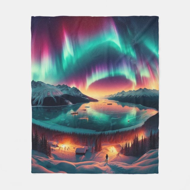 Aureola Borealis in Alaska Fleecedecke (Vorderseite)