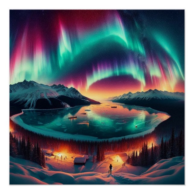 Aureola Borealis in Alaska Poster (Vorderseite)