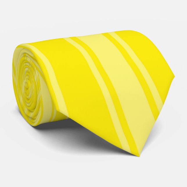Aureolin Color Stripe Funky Pattern Krawatte (Gerollt)