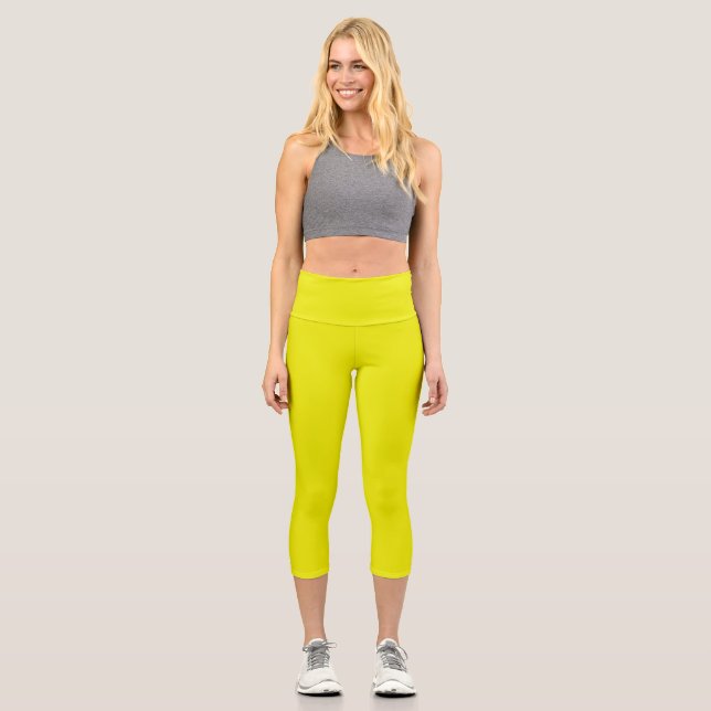 Aureolin (Vollfarbe) Capri Leggings (Vorderseite)