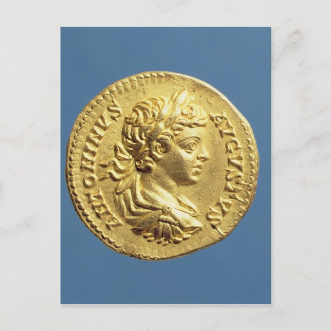 Aureus mit Kopf Carcalla Trauben Postkarte (Vorderseite)