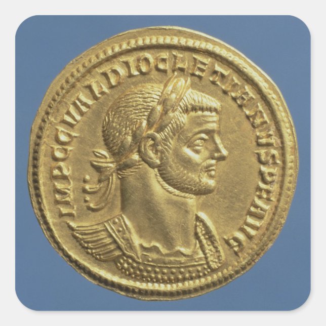 Aureus von Diokletian cuirassed Quadratischer Aufkleber (Vorderseite)