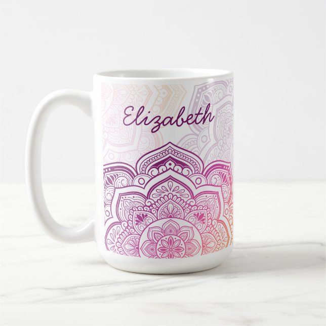 Auri Mandala 475ml personalisierter Becher Kaffeetasse (Links)
