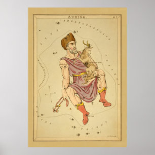 Auriga Charioteer Vintag Astronomische Sternenkart Poster