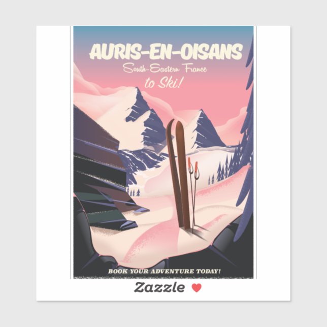 AURIS-EN-OISANS Frankreich Skiposter Aufkleber (Blatt)