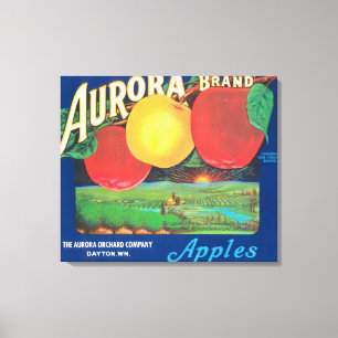 Aurora Apple Label (blau) - Dayton, WA Leinwanddruck