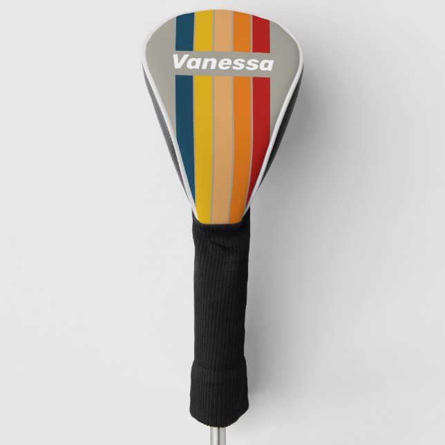 Aurora-Arcade-Pin gestreift mit Namen Golf Headcover (Vorderseite)