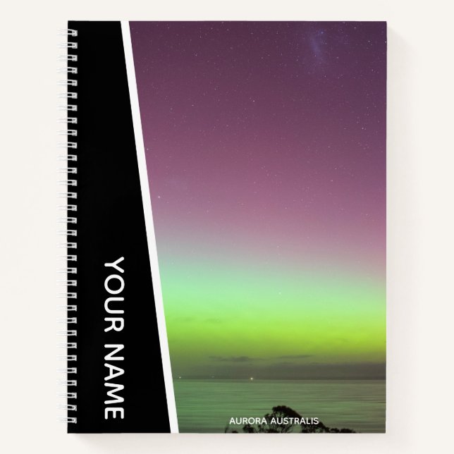 Aurora Australis Southern Lights Australien Schwar Notizbuch (Vorderseite)