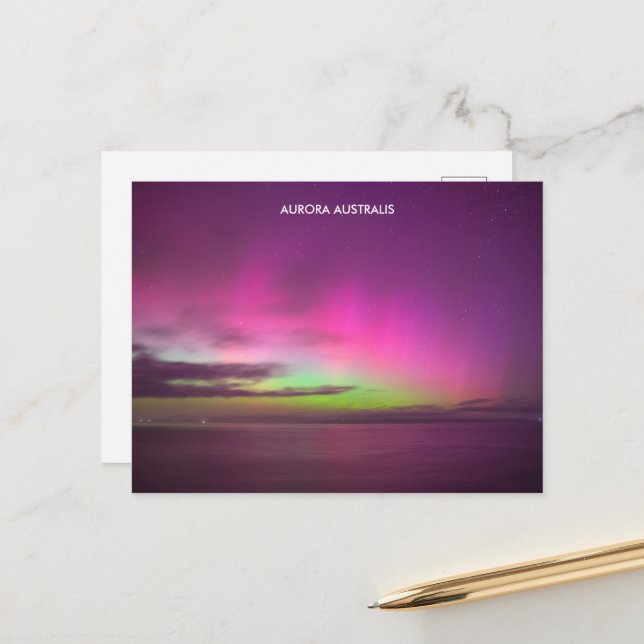 Aurora Australis - Südliche Lichter Australien Postkarte (Vorderseite/Rückseite Beispiel)