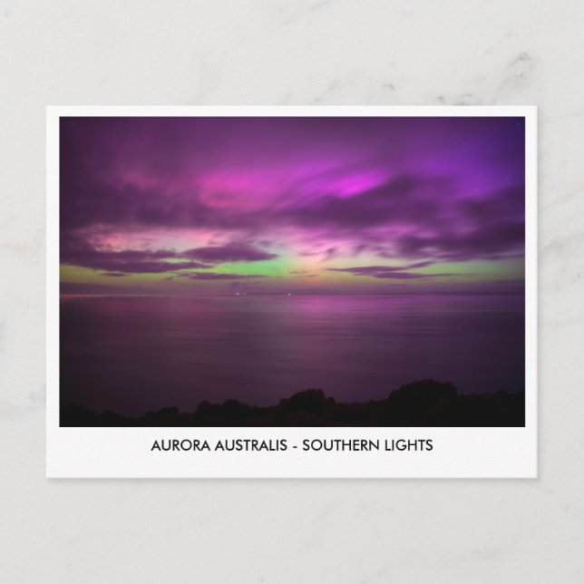 Aurora Australis - Südliche Lichter Nacht Sky Postkarte (Vorderseite)