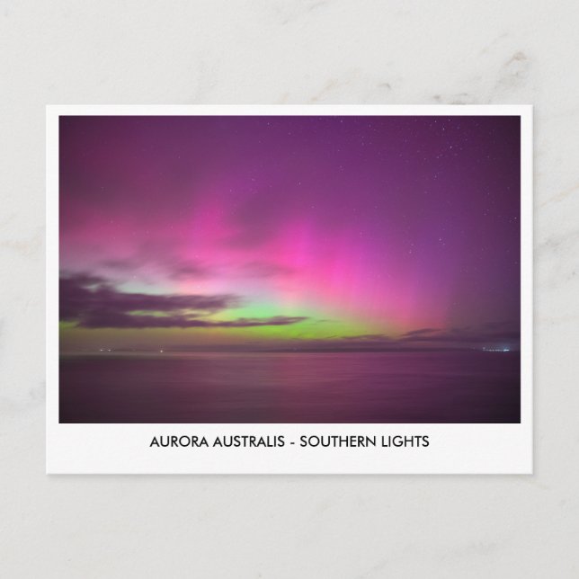Aurora Australis - Südliche Lichter Nacht Sky Postkarte (Vorderseite)