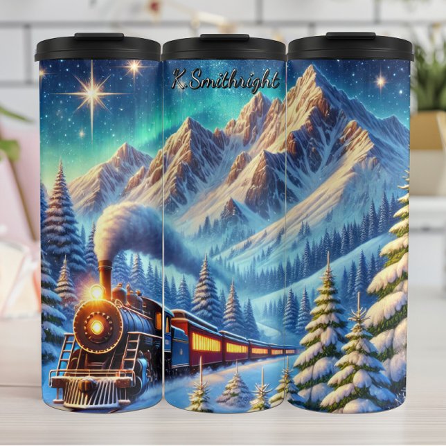 Aurora-Bergzug Arktische Reise Thermosbecher (Von Creator hochgeladen)