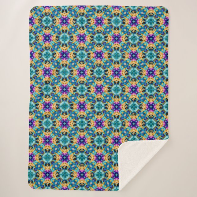 Aurora-Blüten-Teppich  Sherpadecke (Vorderseite)