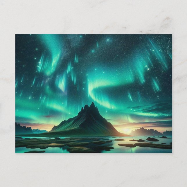 Aurora boreal  feiertagspostkarte (Vorderseite)