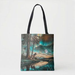 Aurora Borealis 2 Wolf Design Tasche