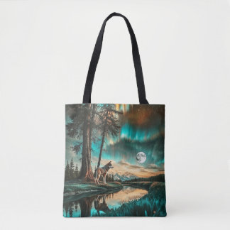 Aurora Borealis 2 Wolf Design Tasche