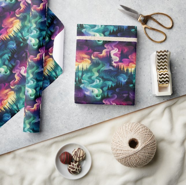 Aurora Borealis 3D Dreamscape: Ätherisches Design Geschenkpapier (Kunsthandwerk)
